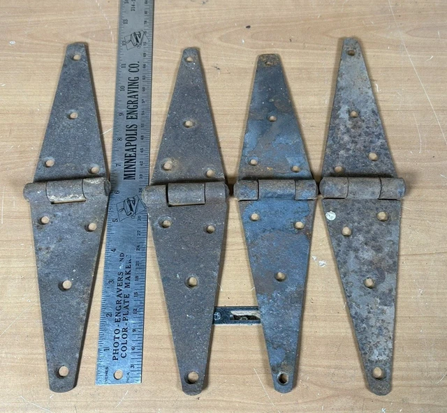 4pc LOT VINTAGE ~ 12" Barn Door Strap Hinge Hinges ~ FREE SHIPPING