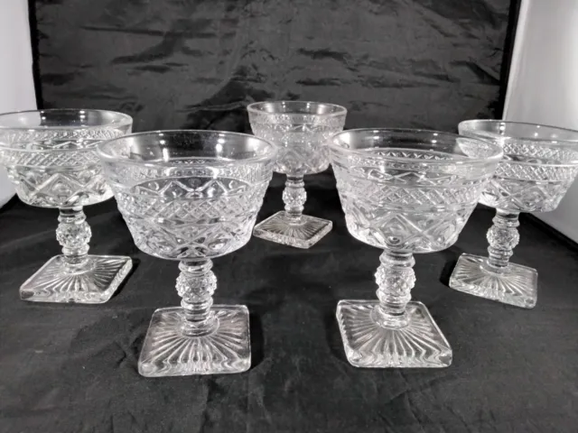 Set 5 Cape Cod Ice Wine  Goblets Square Footed Glassware 5in  Imperial Glass 3