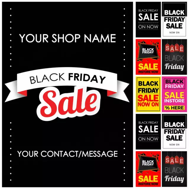 Black Friday Sale Poster Any % Discount Clearance Retail Shop Advert Sign Print