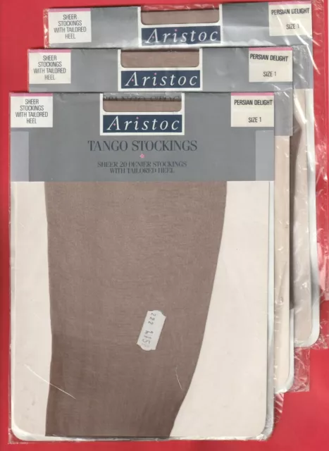 3 pairs ARISTOC Tango RHT Nylon Stockings Size 1 / 8.5" in Persian Delight (#Q)
