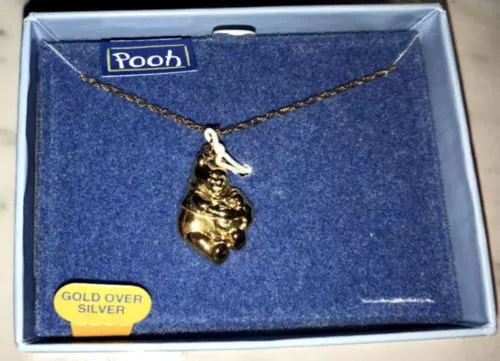 Extremely Rare! Walt Disney Winnie The Pooh Sterling Silver 925/ Gold Necklace