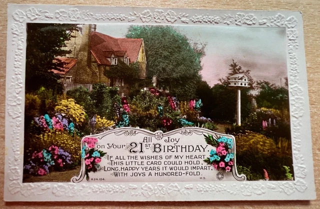 Vintage 21st Birthday. Rotary Photo. Postcard with one penny stamp George V 1925