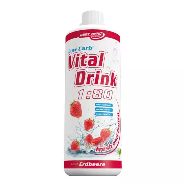 Best Body Low Carb Vital Drink Mineral Drink Konzentrat Sirup 1L Erdbeere