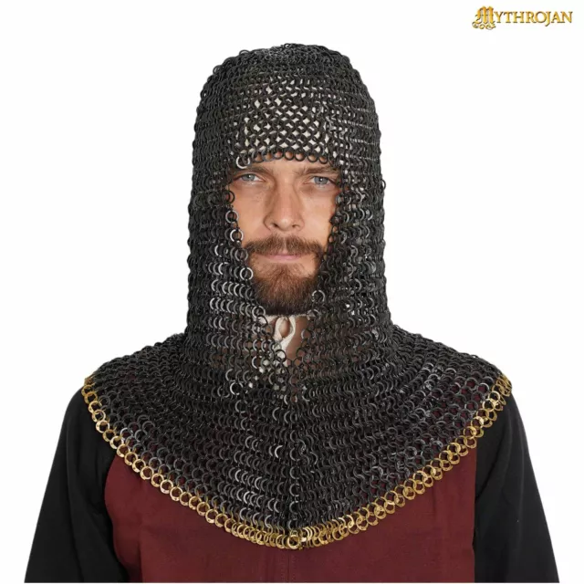 Medieval Chainmail Coif Riveted Viking Knight Renaissance SCA LARP Cosplay Armor