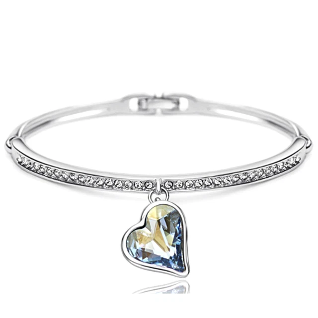 Edler Armreif Armband mit Swarovski Kristall Herz NEU +++ Mehr im Shop