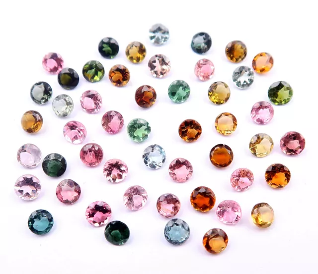 Lot Tourmaline - 50pcs - 7.35Cts - 3mm - sertissage - Round cut