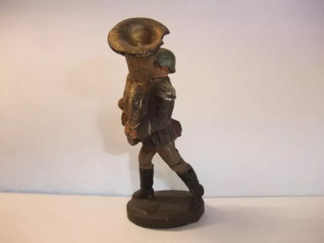 f2 alte Massefigur Lineol Elastolin Figur Wehrmacht 2. Wk Musiker mit Tuba 2