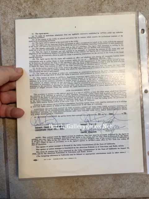 ROBERT CONRAD signed autograph contract