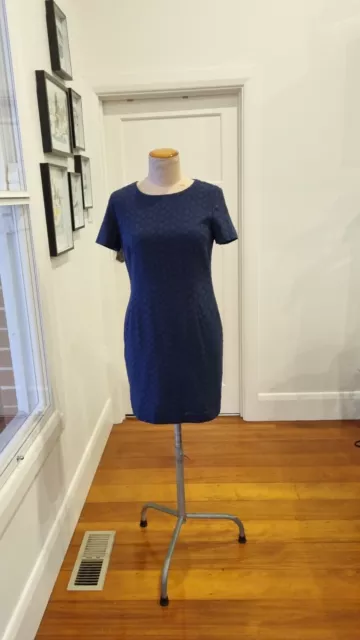 Gant size 14 Navy Blue cotton lace short sleeve shift dress