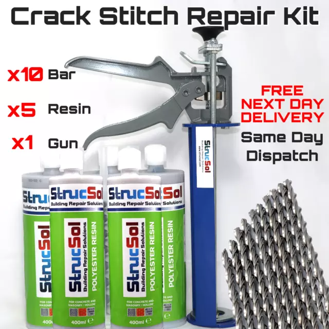 Strucsol (Heavy Duty) Premium Helical Bar Crack Stitch Brick Repair Kit [MEDIUM]