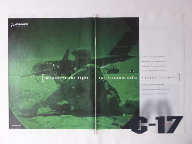 4/2002 Pub Boeing C-17 Globemaster Iii Operation Enduring Freedom Original Ad