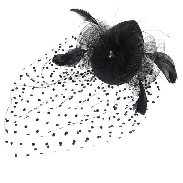 Copricapo sposa maglia a pois copricapo fiocco clip per capelli cappello superiore