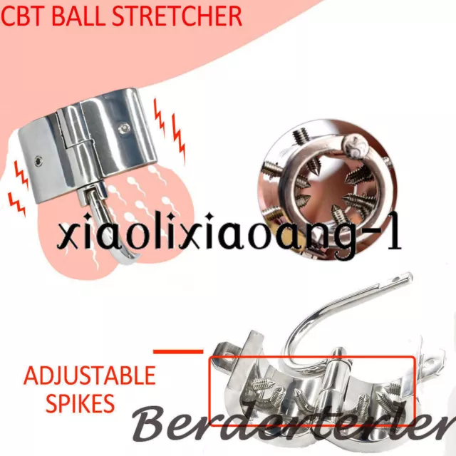 CBT Spike Ball Stretcher Metal Enhancer Chastity Device Ring Lock Scrotum