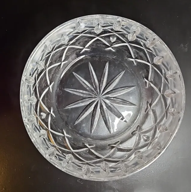 Beautiful Heavy Clear Glass Fine Lead Crystal Serving Bowl ~ 9” X 4.5”
