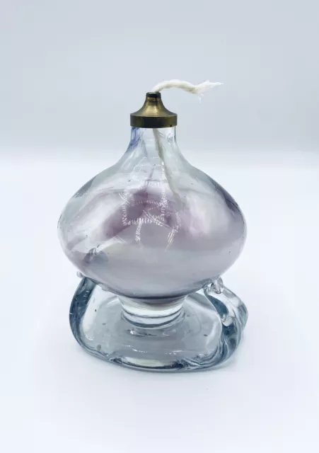 Öllampe Glas Vintage Mundgeblasen Glaskunst Glasobjekt Höhe 11,5cm