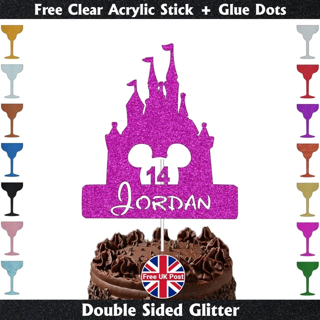 PRINCESS CASTLE GLITTER Cake Topper Personalised Girls Birthday Party ...