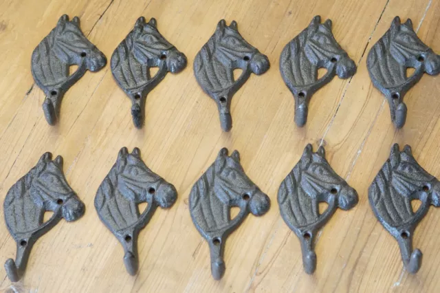 20 Horse Head Key Hooks Hat Coat Hanger Rustic Cast Iron Antique Style Farm Tree