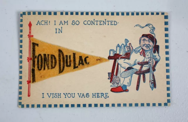 Fond du Lac Wisconsin Pennant Victorian Era Vintage Used Postcard 1900-1915