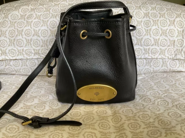 GORGEOUS VGC MULBERRY BLACK GRACIE DRAWSTRING in NVT Leather Dustbag 295.00 PicClick UK