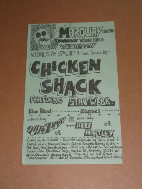 Chicken Shack 1970 Torquay Concert Handbill (Juicy Lucy/Keef Hartley)