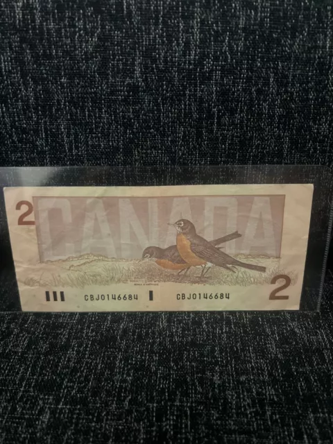 1986 Bank of Canada Two Dollars Bill. $2 Bonin-Thiessen CBJ 0146684 2