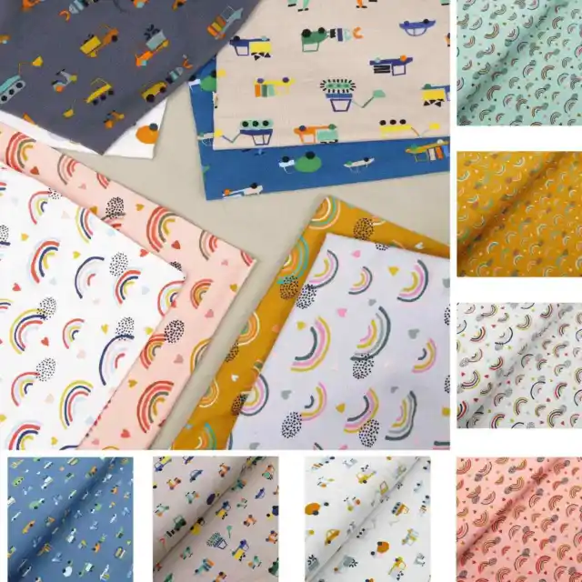 Traffic & Rainbow Children Kids 100% Cotton Jersey Organic GOTS Fabric Material