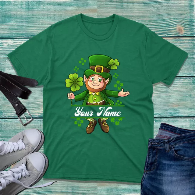 Personalised St Patrick's Day LEPRECHAUN T-shirt Irish Festive Shamrock Tee Top