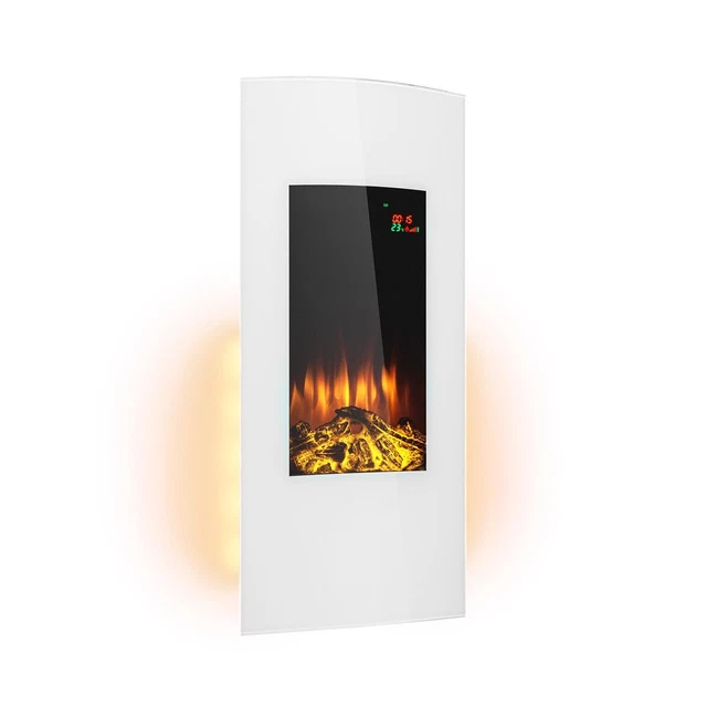 Elektrischer Wandkamin Kamin Ofen 2000 W Elektrokamin Wand weiß Fernbedienung