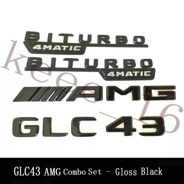 GLC43 COUPE AMG BITURBO 4MATIC Emblem Gloss Black Combo Set Mercedes C253