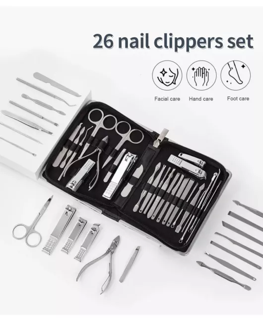 Tagliaunghie Set Professionale - Kit Strumenti per Manicure E Pedicure 26 pezzi