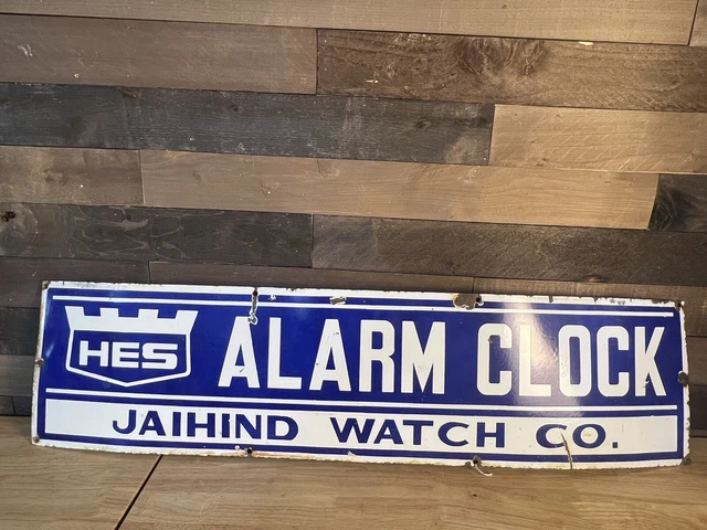 Antique Hes Alarm Clock Porcelain Sign
