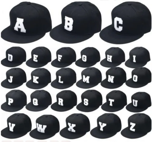 Snapback ABC Buchstaben Baseball Cap A B C D E F G H I J K  schwarz TRUESPIN NEW