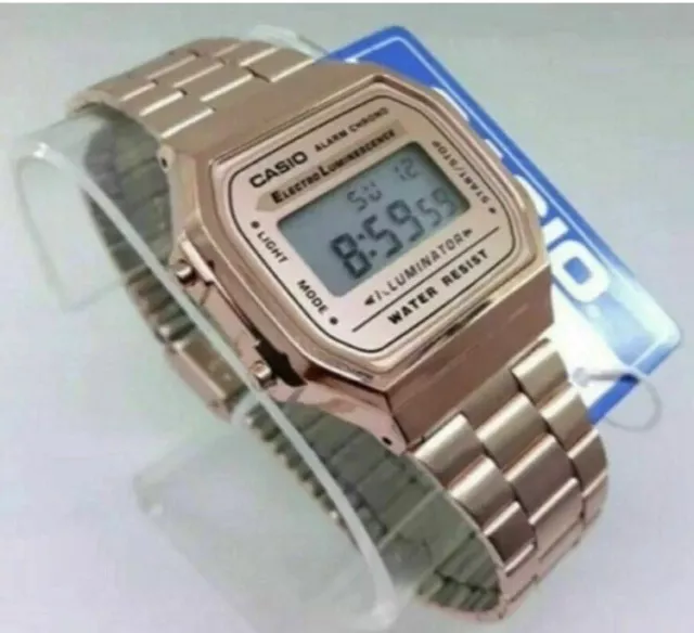 Genuine CASIO Retro Classic Unisex Digital Steel Rose Gold Watch- A168WG-9EF