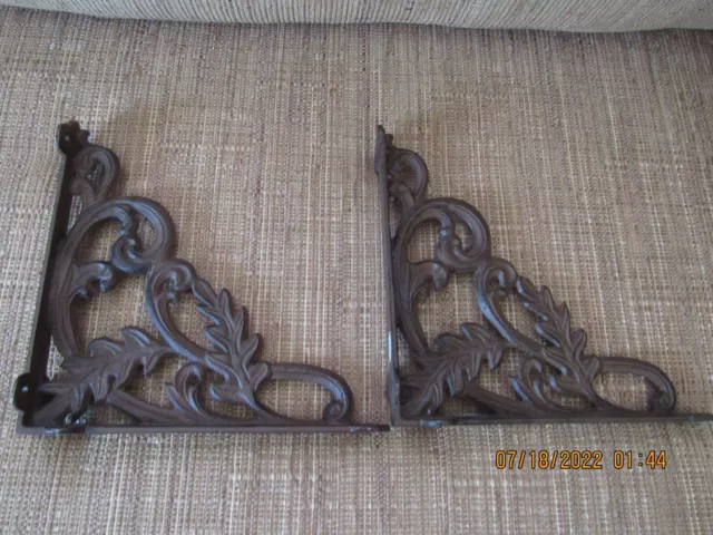 Pair Heavy Iron Shelf Brackets Architectural