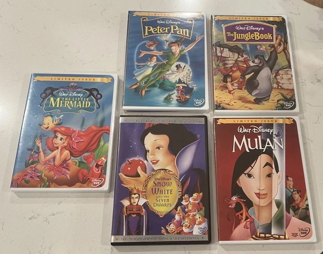 Disney Limited Issue DVD Lot (5) Mulan Peter Pan Jungle Book Mermaid Snow White