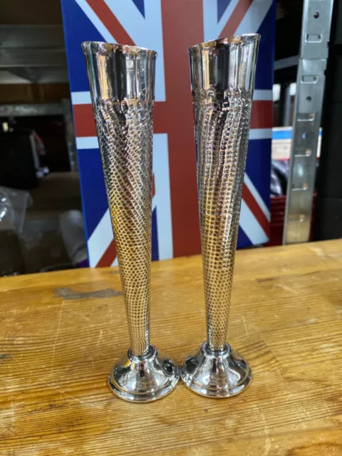 Bud Vases Royal Sable Copperware Silver Plated Hammered Handmade in Zimbabwe