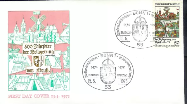 BRD Ersttagsbrief, FDC 843, 500 Jahre BELAGERUNG von NEUSS, 15.5.1975, ESST BONN