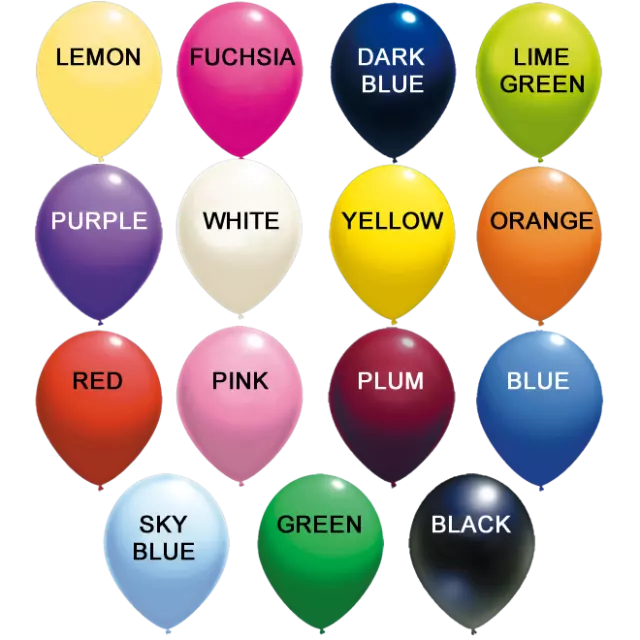 Plain Latex Balloons - Helium or Air -  Birthday Party, Wedding - High Quality!