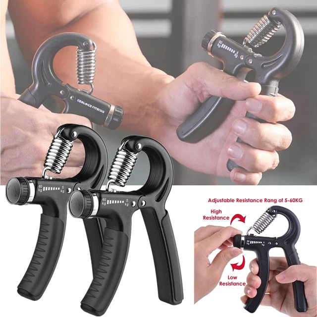 2Pcs 5-60KG Adjustable Hand Grip Strengthener Wrist Forearm Gripper Exerciser UK