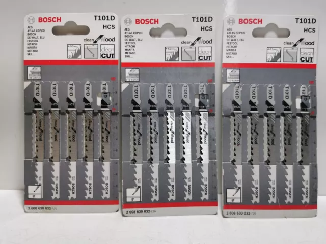 15Pcs Genuine Bosch T101D Jigsaw Blades Clean Cut Wood