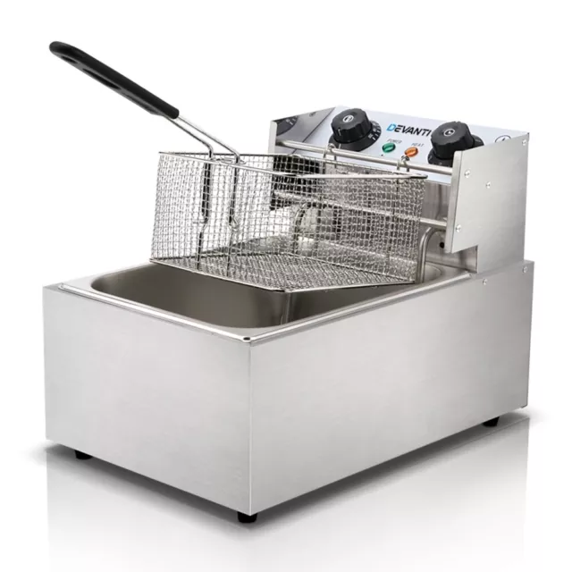 Single Electric Deep Fryer 10L Basket Chip Cooker Stainless Steel Commercial New