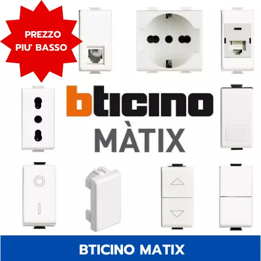 Bticino Matix Stock Materiale Compatibile Presa Schuko Deviatore  Interruttore