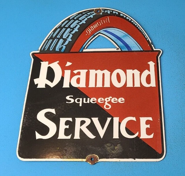 VINTAGE DIAMOND SERVICE Porcelain Tires Gas Station Pump Plate