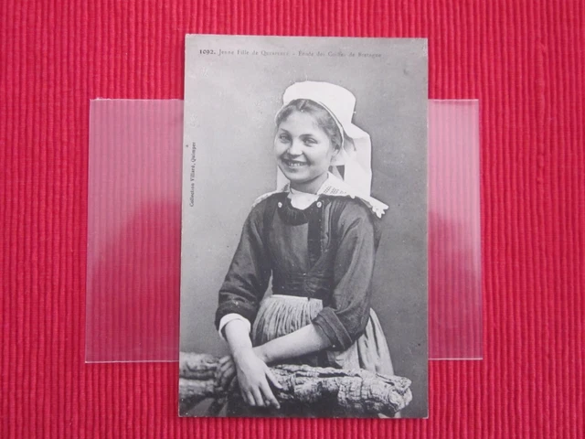 Cpa Written Stamp Girl De Quimperle Bretain Headdress Finistere