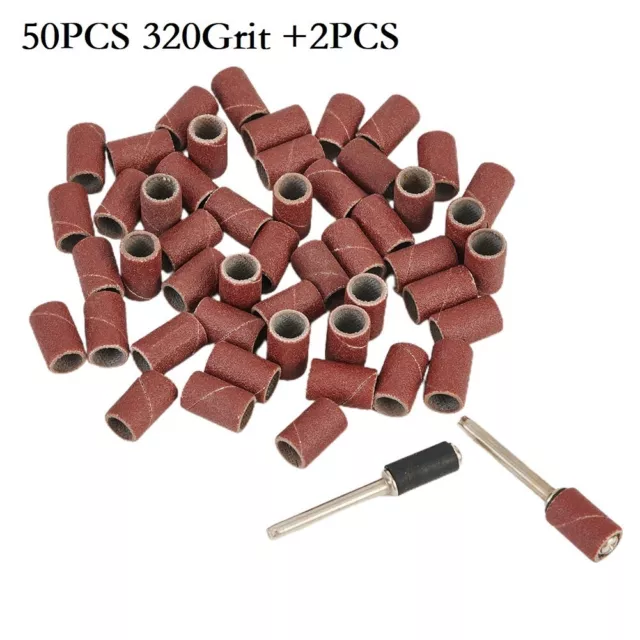 50PCS 320 Grit Sanding Bands Sleeves Abrasive Spiral Roll Drum Rotary Tool