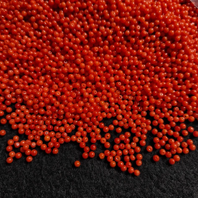 Collier Ancien En Nacre Et Corail – Boules Alternées Blanc/orange, Parfait état, 60 Cm
