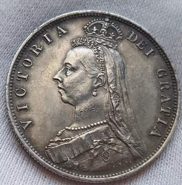 GB. UK BRITISH- Victoria, Silver Half Crown, 1887 A  GOOD EF, SILVER COIN $.