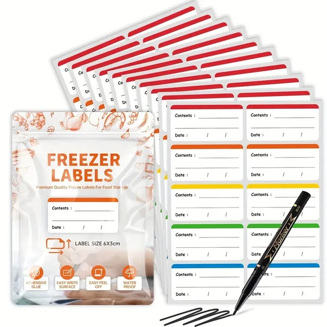 FREEZER FOOD LABELS Storage Container Stickers Fridge Kitchen Tags ...