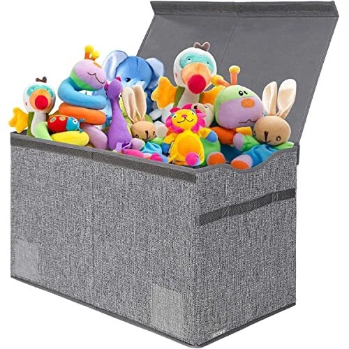 Toy Storage Organizer - Extra Large Toy Box Chest Storage Boxes Bins Dark Grey