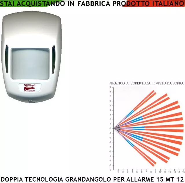 Rilevatore Movimento Doppia Tecnologia Per Antifurto Sensore Volumetrico Allarme